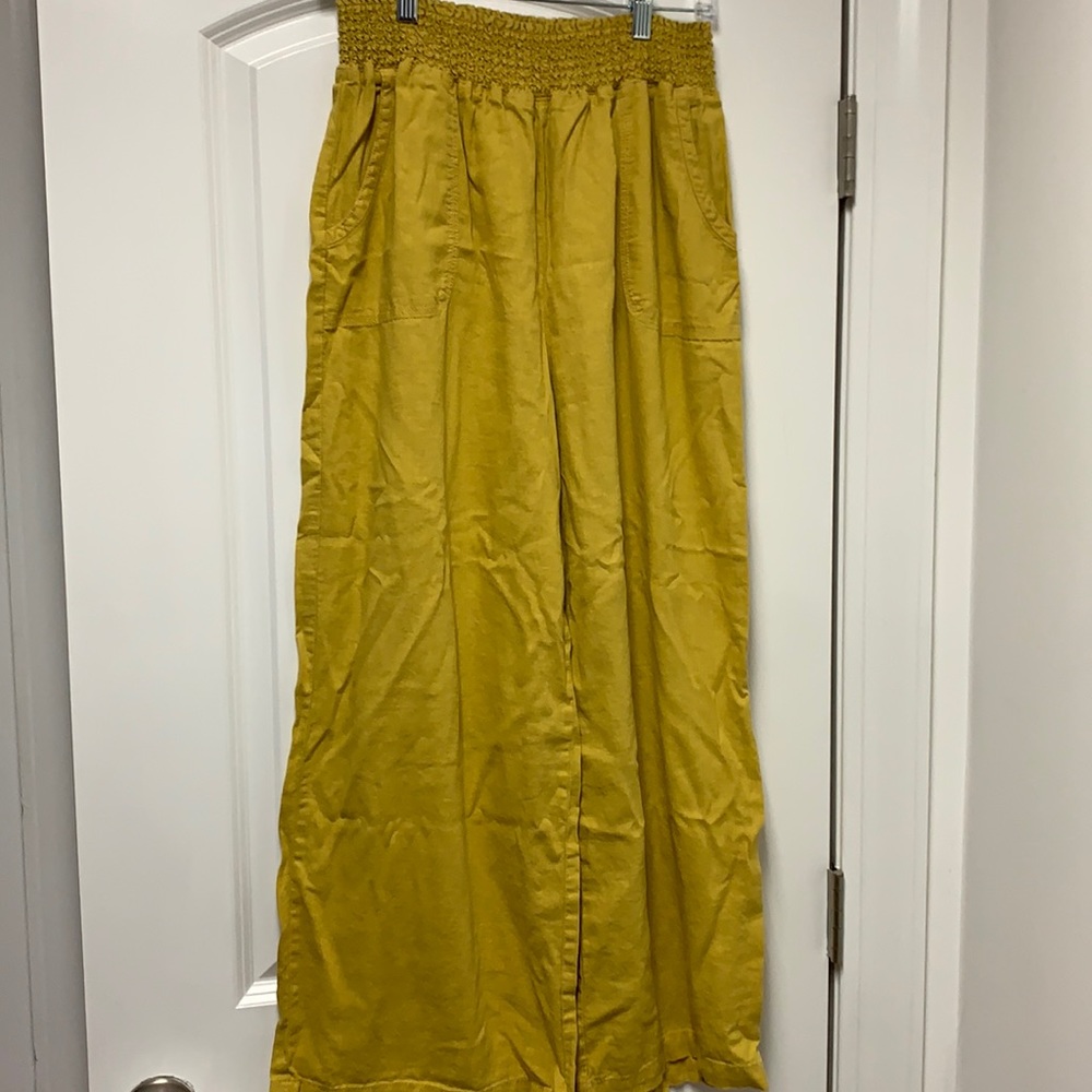XL Mustard Yellow Linen wide leg pants
